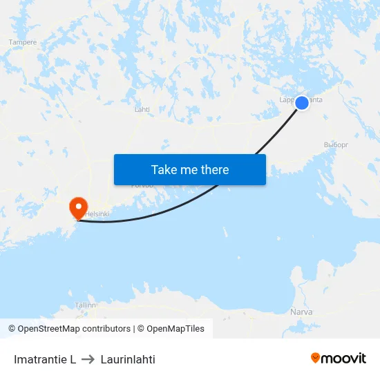 Imatrantie East to Laurinlahti map