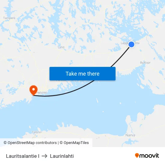 Lauritsalantie East to Laurinlahti map