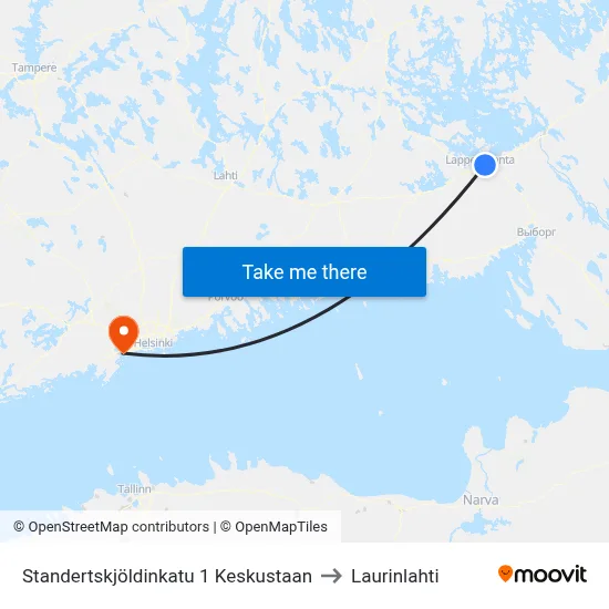 Standertskjöldinkatu 1 To Center to Laurinlahti map