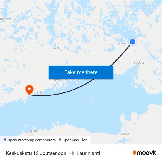 Keskuskatu 12 to Joutseno to Laurinlahti map
