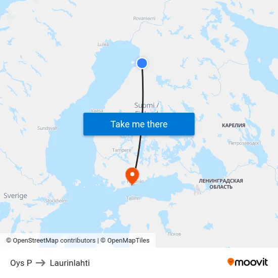 University Hospital North to Laurinlahti map