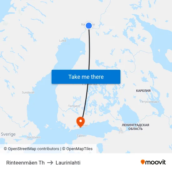 Rinteenmaki Junction to Laurinlahti map