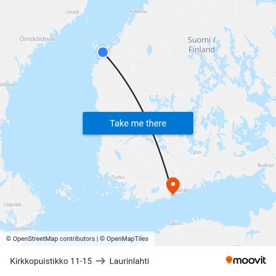 Kirkkopuistikko 11-15 to Laurinlahti map