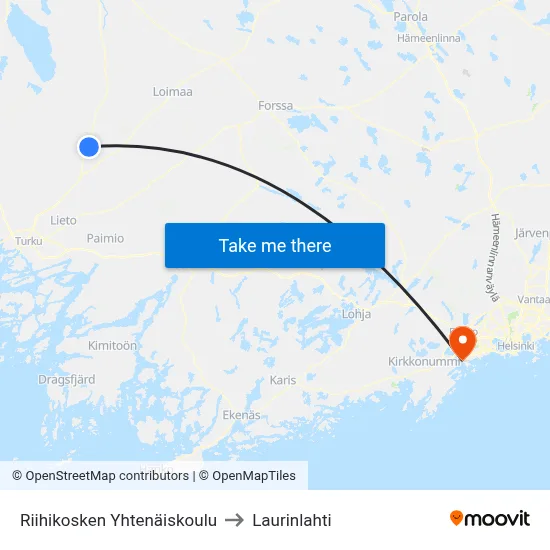 Riihikoski Comprehensive School to Laurinlahti map