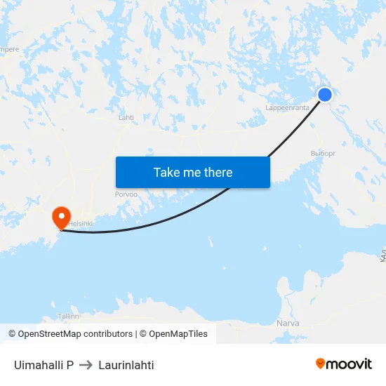 Swimming Hall North to Laurinlahti map