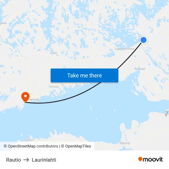 Rautio to Laurinlahti map