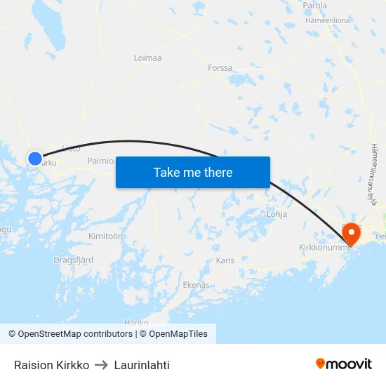 Raisio Church to Laurinlahti map