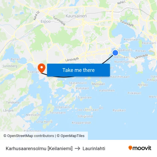 Karhusaarensolmu [Keilaniemi] to Laurinlahti map