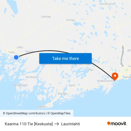 Kaarina 110-Tie [Keskusta] to Laurinlahti map