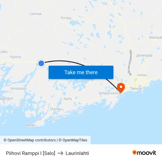 Piihovi Ramppi I [Salo] to Laurinlahti map