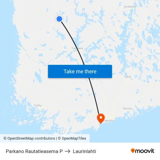 Parkano Railway Station North to Laurinlahti map