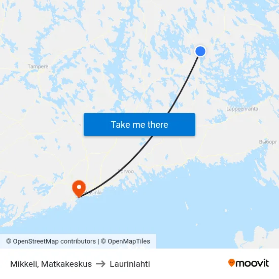 Mikkeli, Matkakeskus to Laurinlahti map