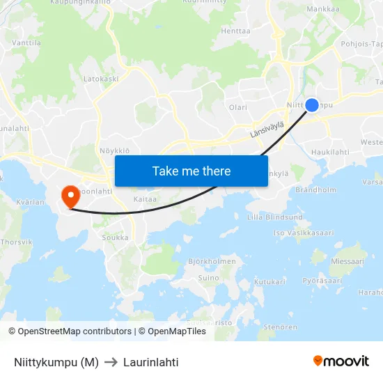 Niittykumpu (Metro) to Laurinlahti map