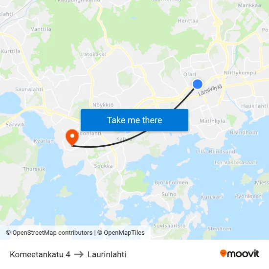 4 Comet Street to Laurinlahti map
