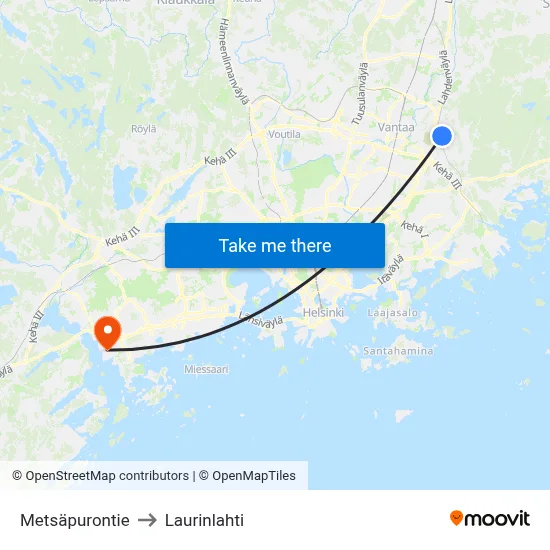 Metsäpurontie to Laurinlahti map