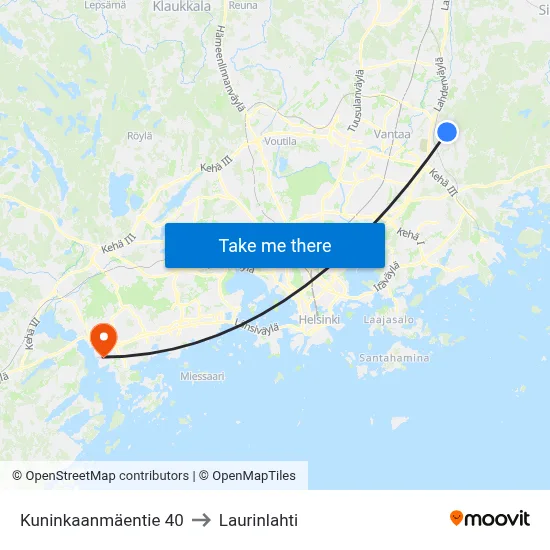 King's Hill Road 40 to Laurinlahti map