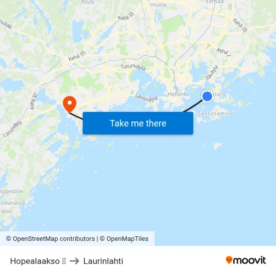 Hopealaakso 🎒 to Laurinlahti map