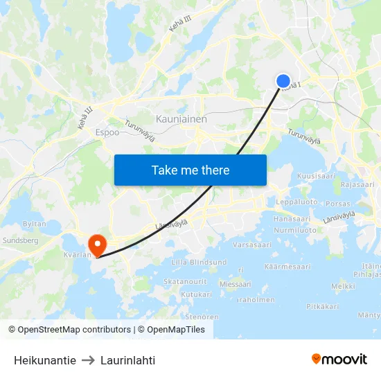 Heikuna Road to Laurinlahti map