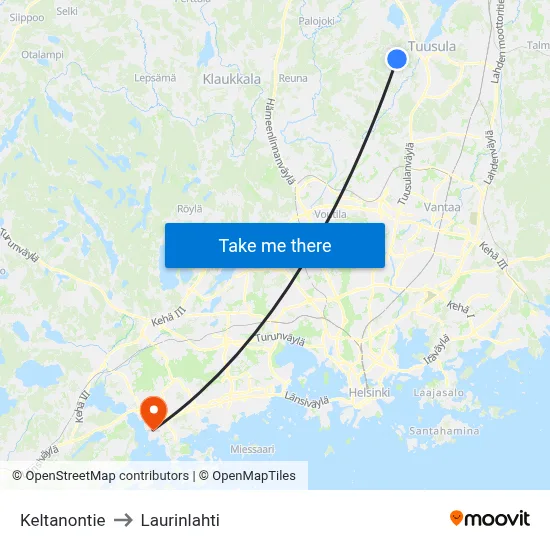 Keltanontie to Laurinlahti map