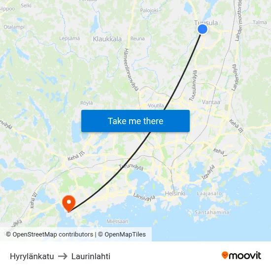 Hyrylä Street to Laurinlahti map