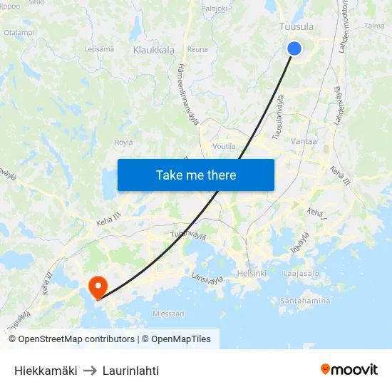 Sand Hill to Laurinlahti map