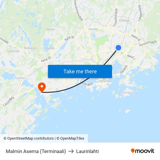 Malmin Asema (Terminaali) to Laurinlahti map