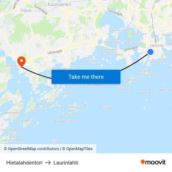 Hietalahti Square to Laurinlahti map