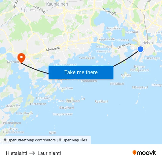 Hietalahti to Laurinlahti map