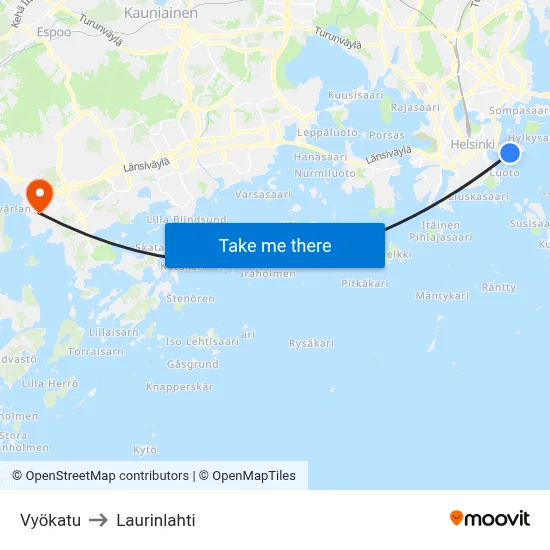 Vyö Street to Laurinlahti map