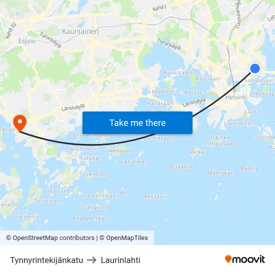Cooper Street to Laurinlahti map