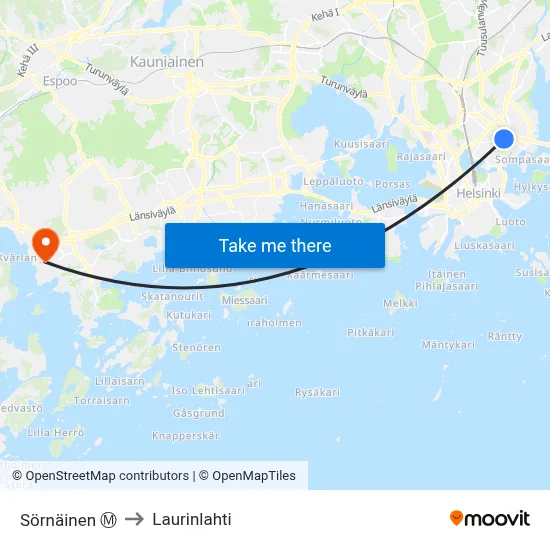 Sörnäinen Ⓜ️ to Laurinlahti map