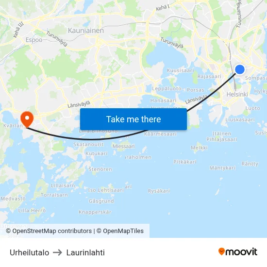 Sports Hall to Laurinlahti map