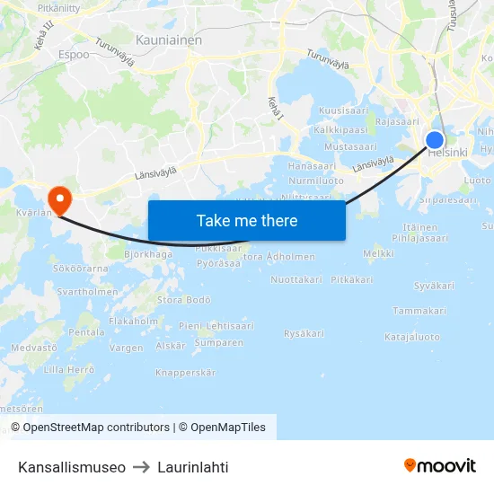 National Museum to Laurinlahti map