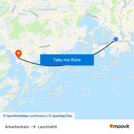 Arcadia Street to Laurinlahti map