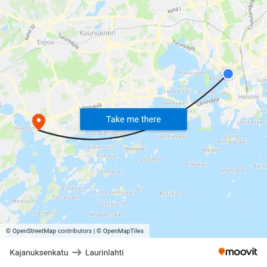 Kajanus Street to Laurinlahti map