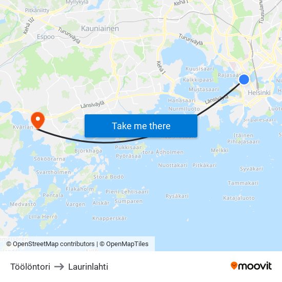 Töölöntori to Laurinlahti map