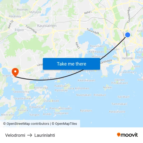 Velodrome to Laurinlahti map