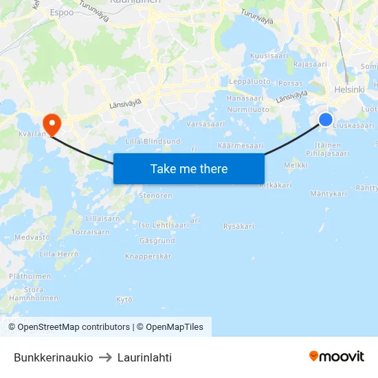 Bunker Square to Laurinlahti map