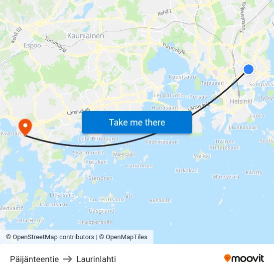 Päijänteentie to Laurinlahti map