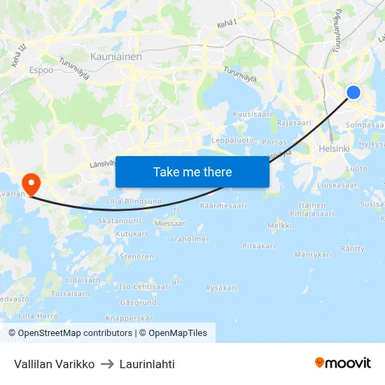 Vallila Depot to Laurinlahti map