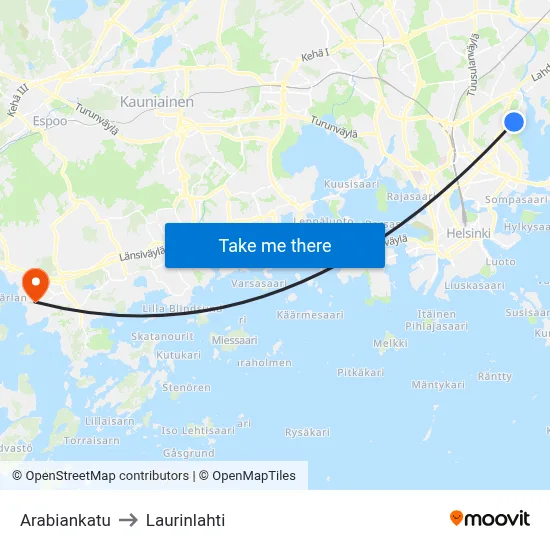 Arabia Street to Laurinlahti map