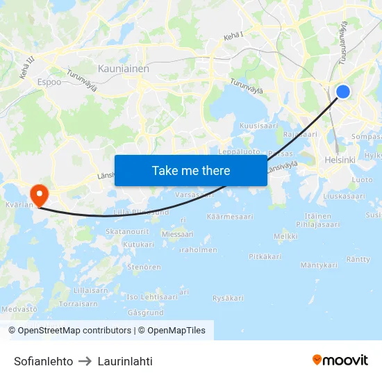 Sofianlehto to Laurinlahti map
