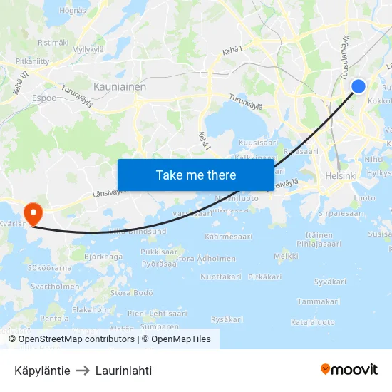 Käpyläntie to Laurinlahti map