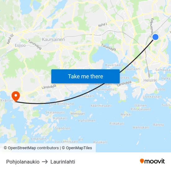 Pohjola Square to Laurinlahti map