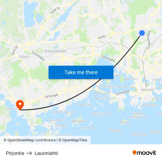 Pirjo Road to Laurinlahti map