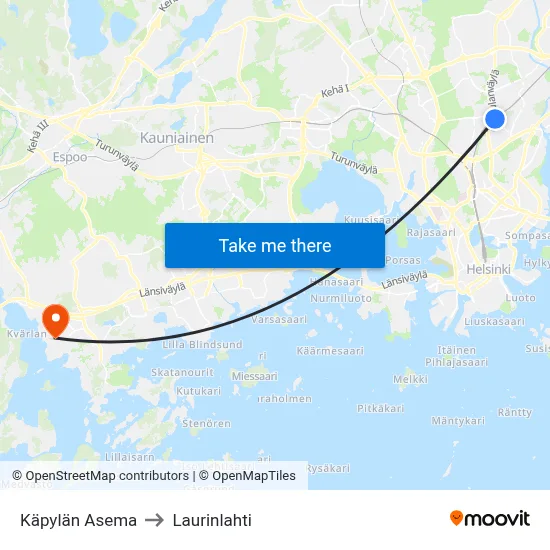Käpylä Station to Laurinlahti map