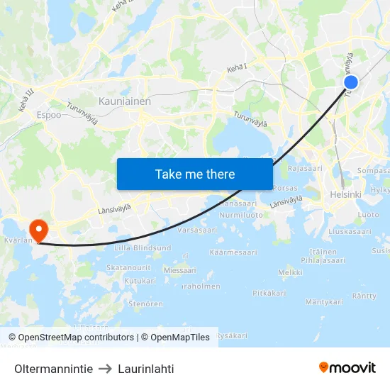 Oltermanni Road to Laurinlahti map