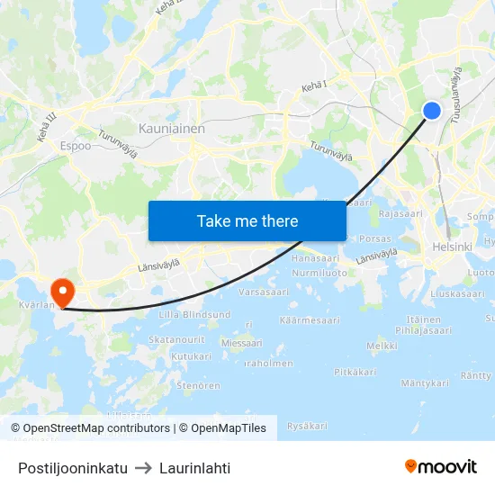 Postman Street to Laurinlahti map
