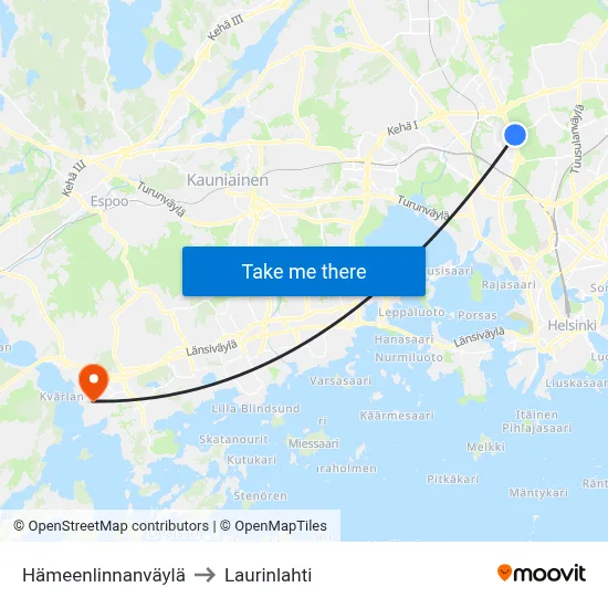 Hämeenlinnanväylä Avenue to Laurinlahti map