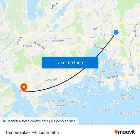 Thalia Square to Laurinlahti map